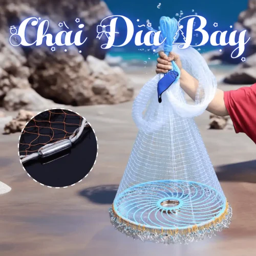 Chài đĩa bay bung tròn tối đa, giúp bao trùm diện tích lớn, bắt cá hiệu quả và năng suất cao