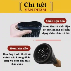 Chi tiết chất liệu lờ lươn làm từ nhựa PP mới bền chắc và thiết kế hom kín đáo, ren ống chính xác, ôm khít.