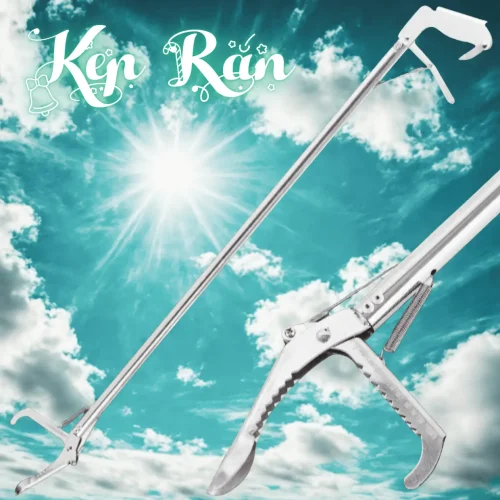 Gậy kẹp rắn chuyên dụng bằng Inox cao cấp, có thể gấp gọn, với hàm kẹp răng cưa và chốt khóa an toàn.