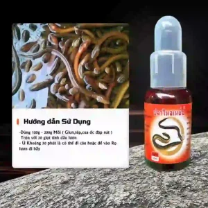 Hướng dẫn sử dụng tinh dầu dụ lươn, pha trộn với mồi tươi như giun, tép, ốc để tăng hiệu quả.