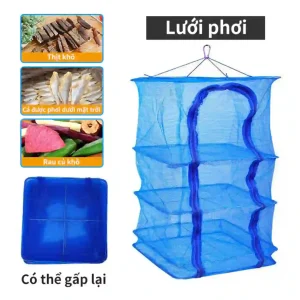 Lồng lưới phơi đồ khô đa năng, có thể gấp gọn, dùng để phơi thịt khô, cá khô, và rau củ khô.