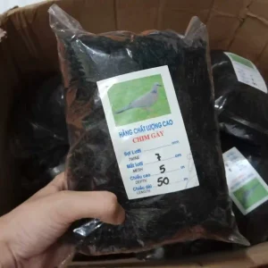 Gói lưới bẫy chim cu gáy, mắt lưới 5cm, cao 5m, dài 50m, chất liệu sợi cước số 7.