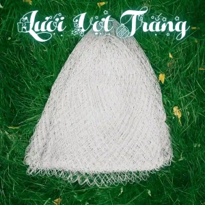 Lưới vợt cá màu trắng bằng dù Thái Lan, đan tay thủ công, mắt lưới 4cm, dùng để vợt cá, tôm, cua.