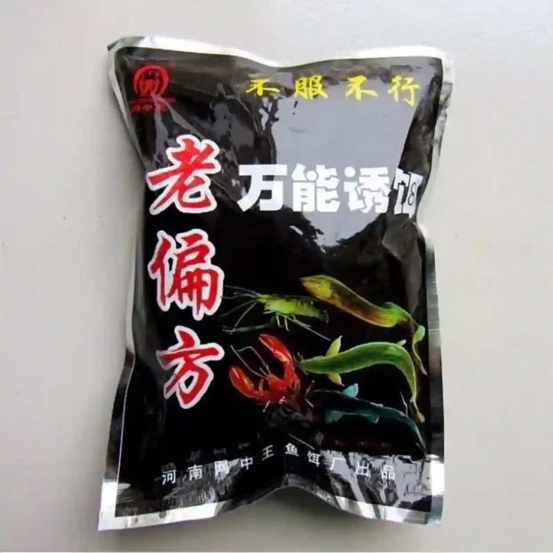Bao bì sản phẩm mồi vạn năng Lão Phương chuyên dụ bắt các loại thủy sản như tôm, cua, cá, lươn.