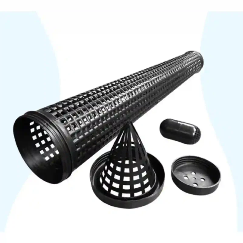 Trọn bộ lợp bắt lươn bao gồm thân ống, hom vào, nắp đuôi và một hộp đựng mồi chuyên dụng đi kèm.