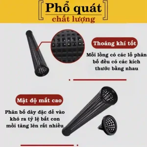 Ưu điểm của ống trúm lươn: thiết kế lỗ thoáng khí đều và phần hom có mật độ mắt lưới cao giúp tăng tỷ lệ bắt dính.