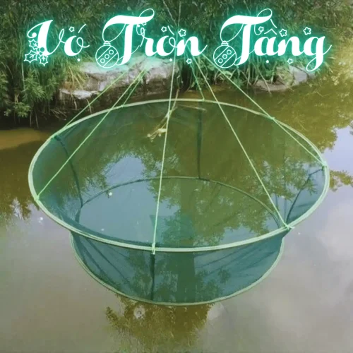Vó tròn tầng siêu bền, được làm từ khung thép cacbon cao cấp và lưới cước PE dai chắc