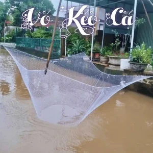 Lưới vó bè thủ công bằng dù Nhật Bản, dùng để kéo và thu hoạch cá, tôm trong ao, hồ.