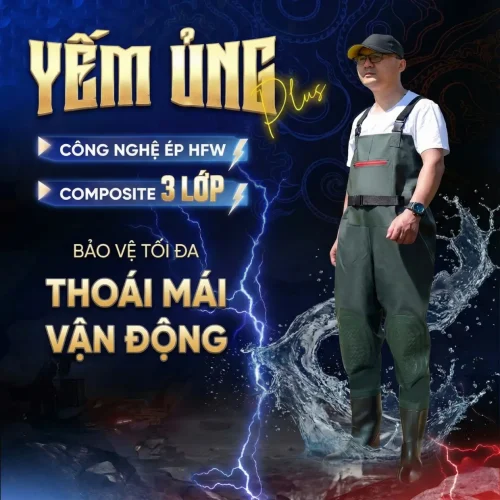 Yếm ủng lội nước bảo hộ 3 lớp cao cấp - Yếm Ủng Plus Yếm ủng lội nước 3 lớp chống thấm - Yếm Ủng Plus công nghệ HFW bảo vệ tối đa